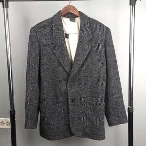 Lizwear Academia Old Money Aesthetic Vintage 90's Gray Wool Blazer Jacket